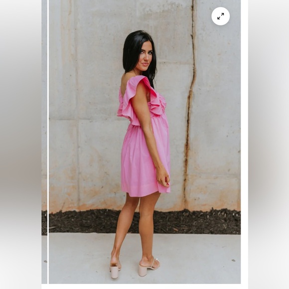 NWOT Heartbreaker Pink Ruffle Dress with Tie Back  size Small - Picture 6 of 7